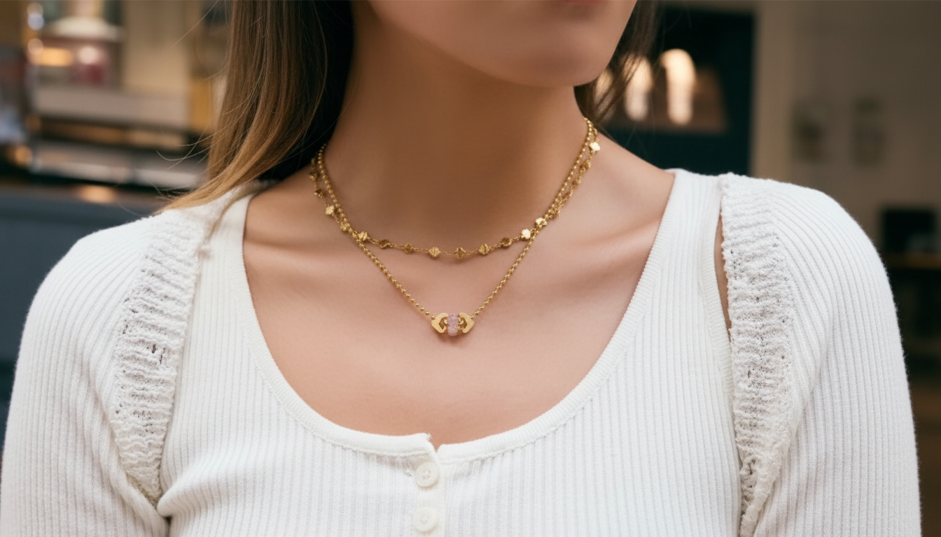 Minimalist Clover & Heart Link Chain Necklace (18K Plated)