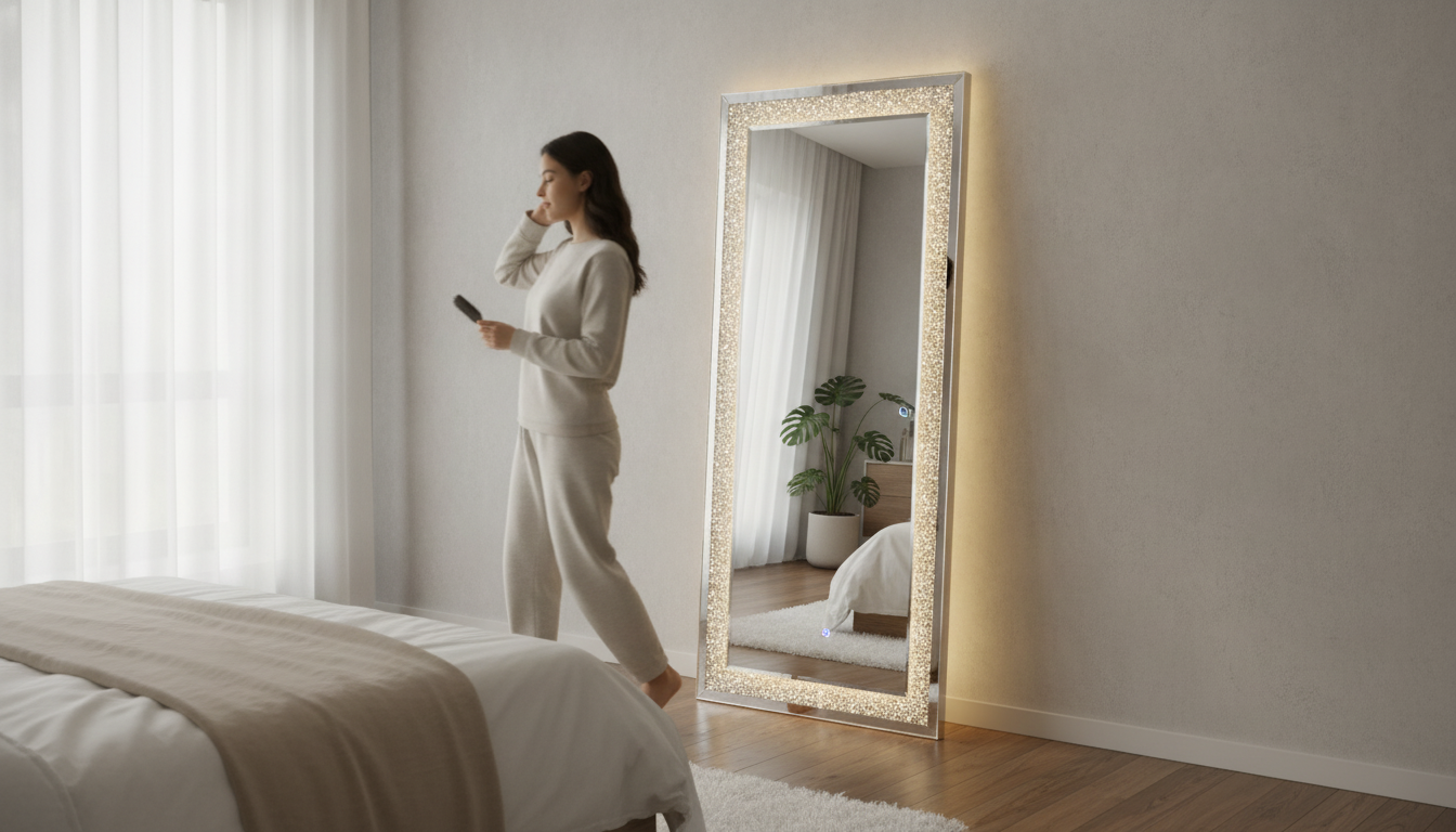 65x22 LED Full Length Mirror: Adjustable Light for Styling