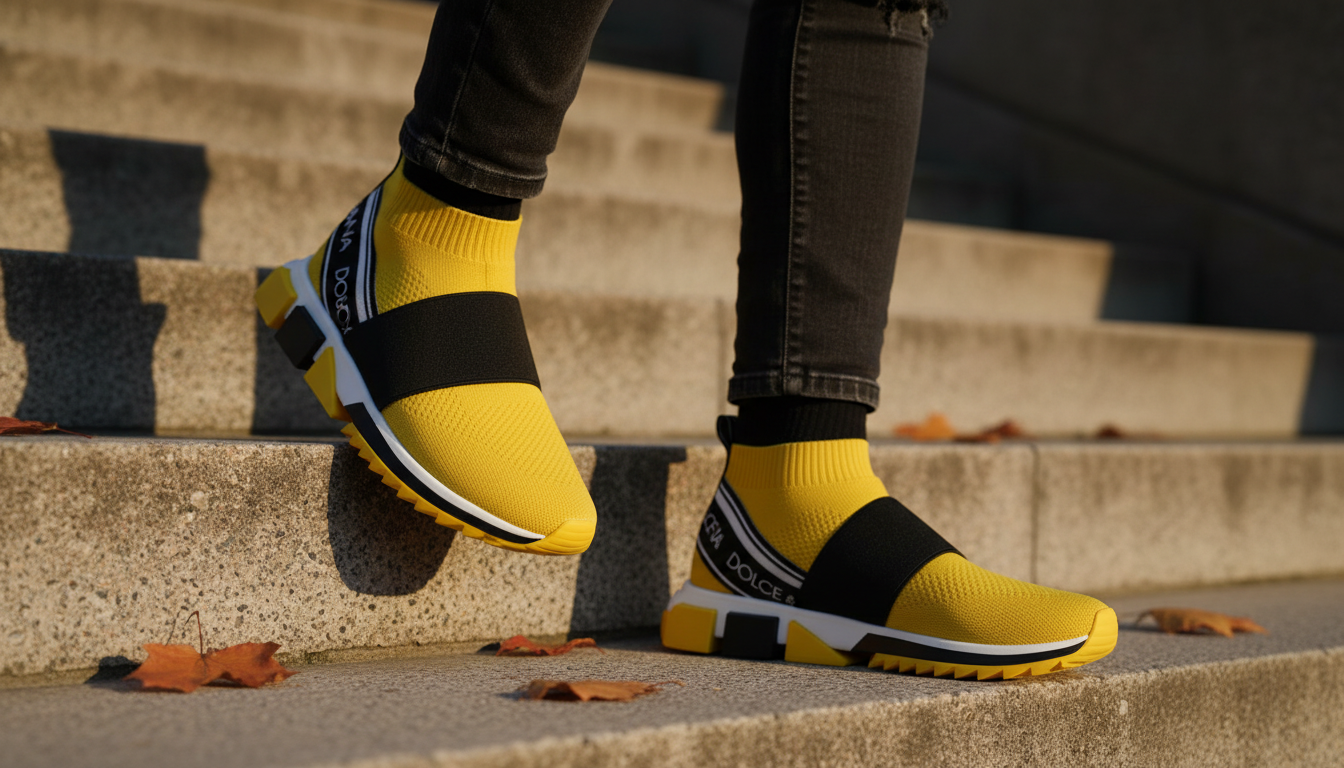 D&G Sorrento Sock Sneakers: Black & Yellow Style Guide