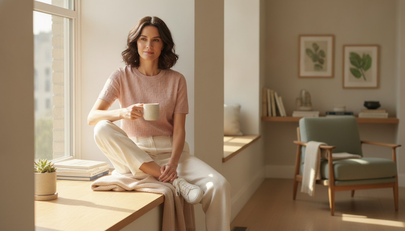 FENDIFF Light Pink Jacquard Crew Neck Tee: Cotton-Viscose