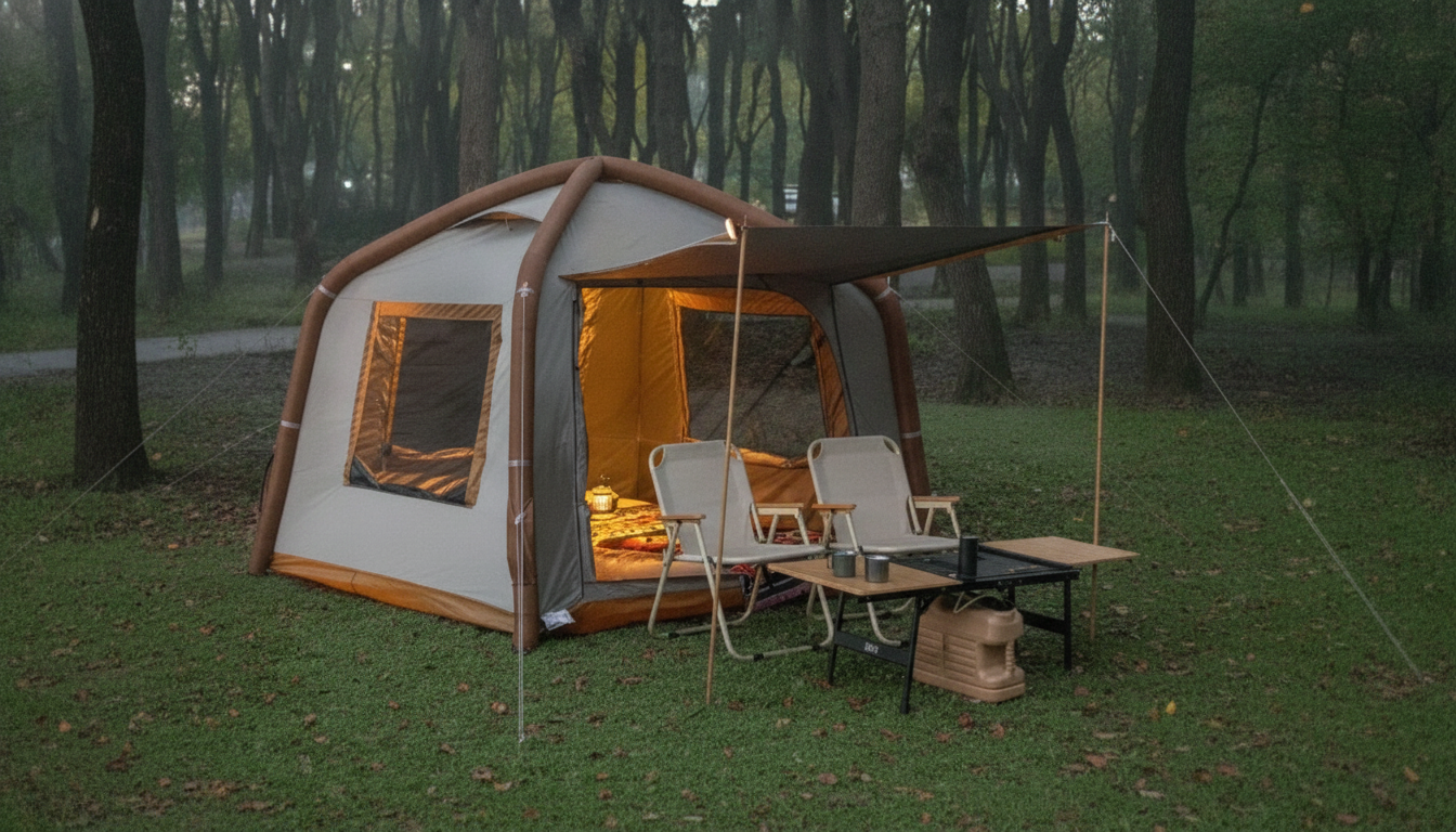 Inflatable Camping Tent with Canopy: Quick Setup, Dry Camp
