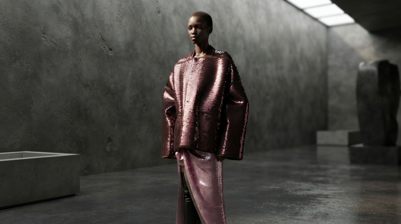 Rick Owens Wool Sail Jacket: Sequin Appliqué Shine