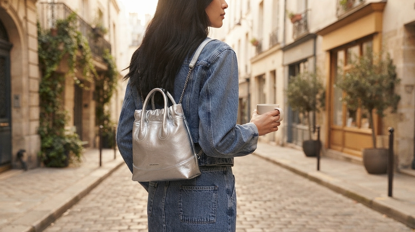 Small Hobo Leather Backpack: Minimalist Split Leather
