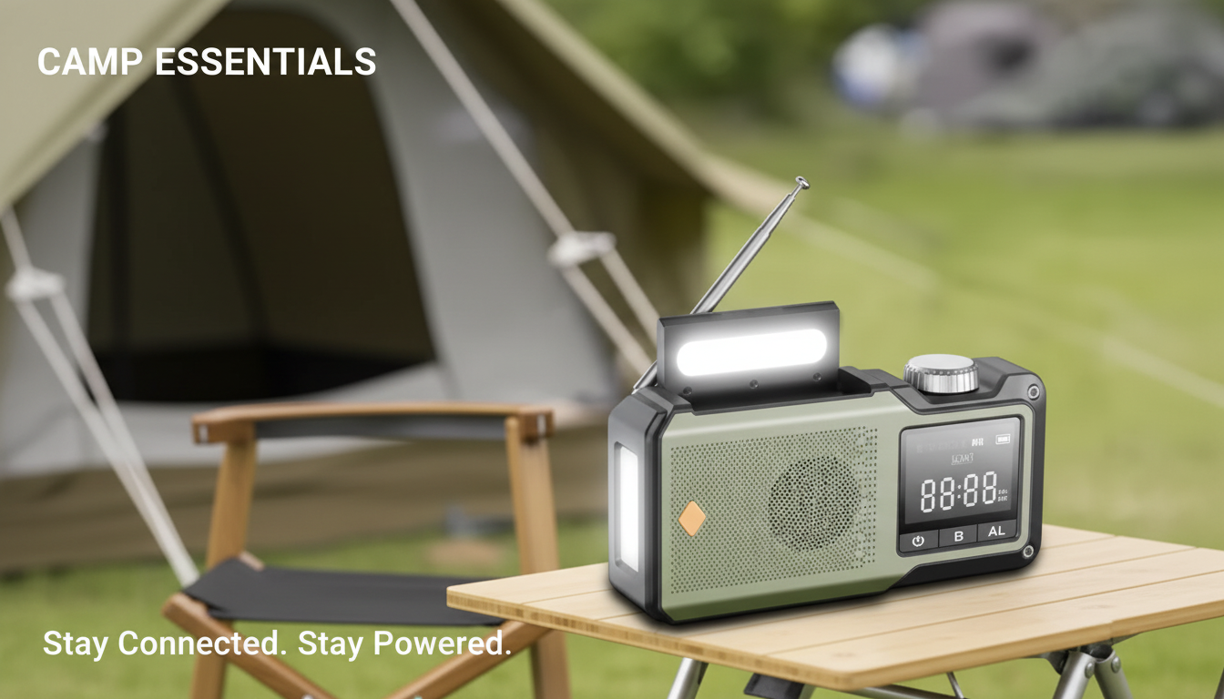 Storm-Ready 10000mAh Solar Crank Radio + Flashlight