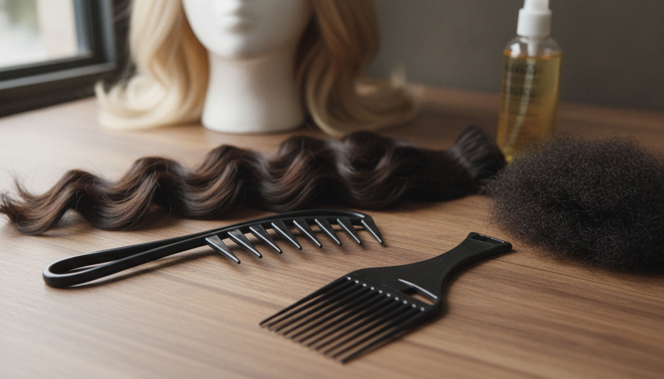 Wide-Tooth Comb Set for Natural Hair & Human Hair Wigs
