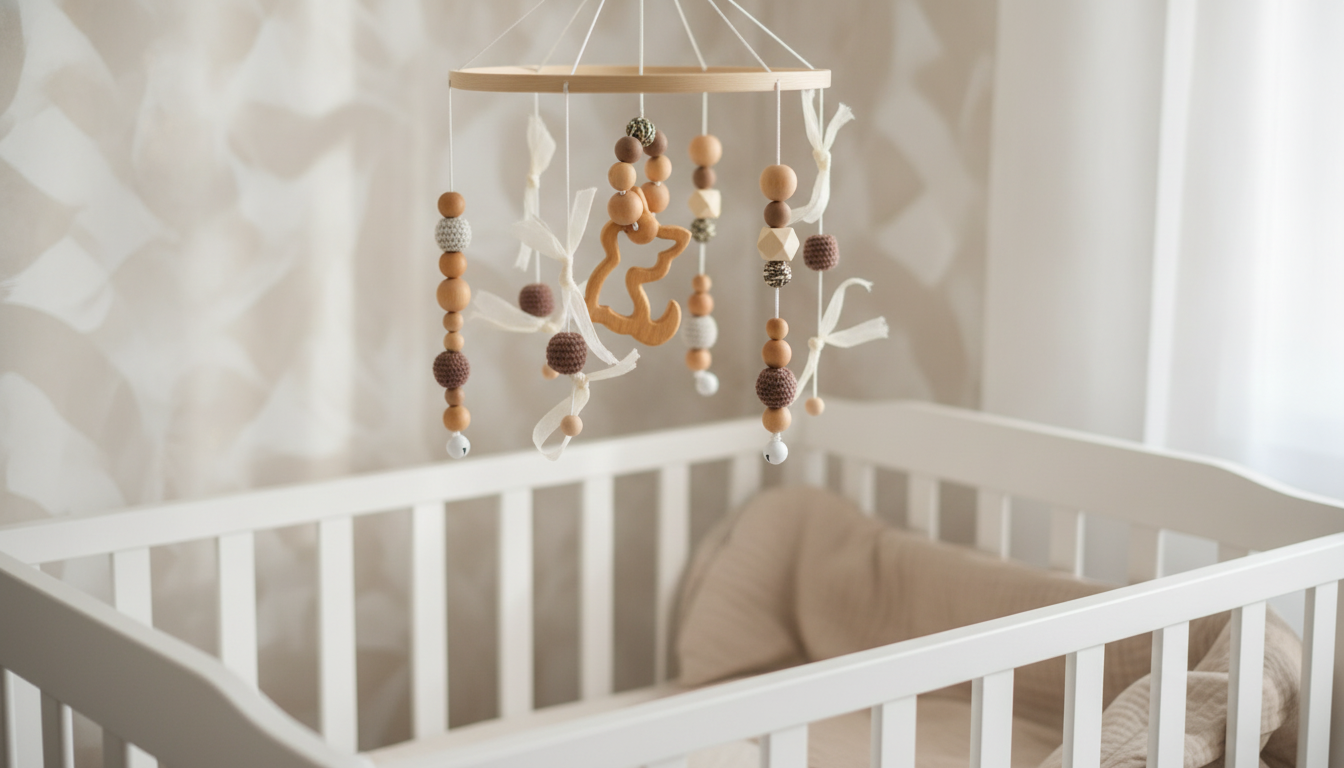Wooden Crib Bell Mobile: Musical Rattles & Safe Use