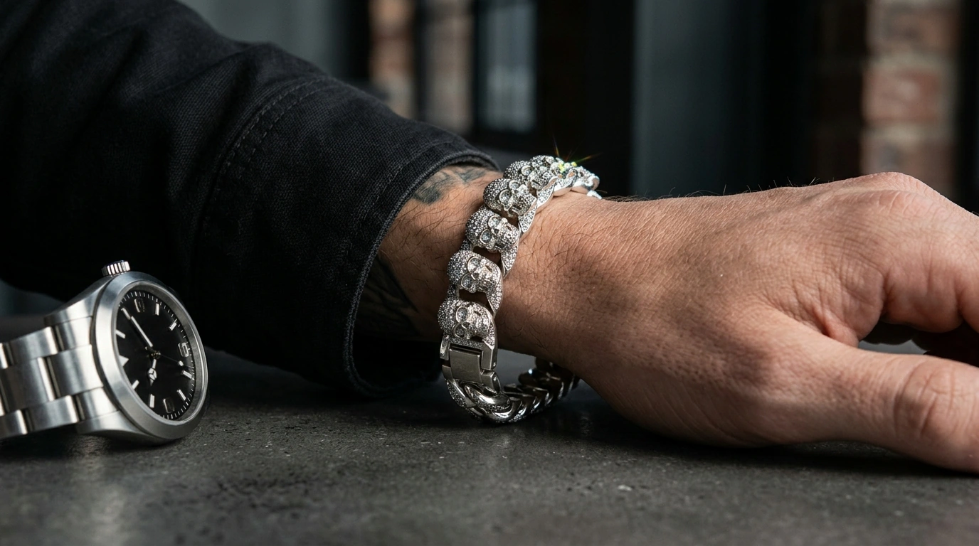 Iced Out Moissanite Skull Bracelet: Fit, Style, Care