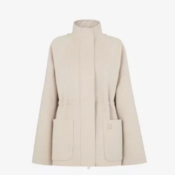 Fendi Beige Wool Parka Blouson: Detachable Hood Style