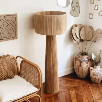 Handmade Rattan Corner Floor Lamp: Modern Ambient Glow